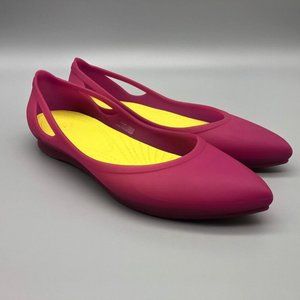 Crocs Women Shoe Rio Size 10W Salmon Hot Pink Pointed Toe Ballet Flats
